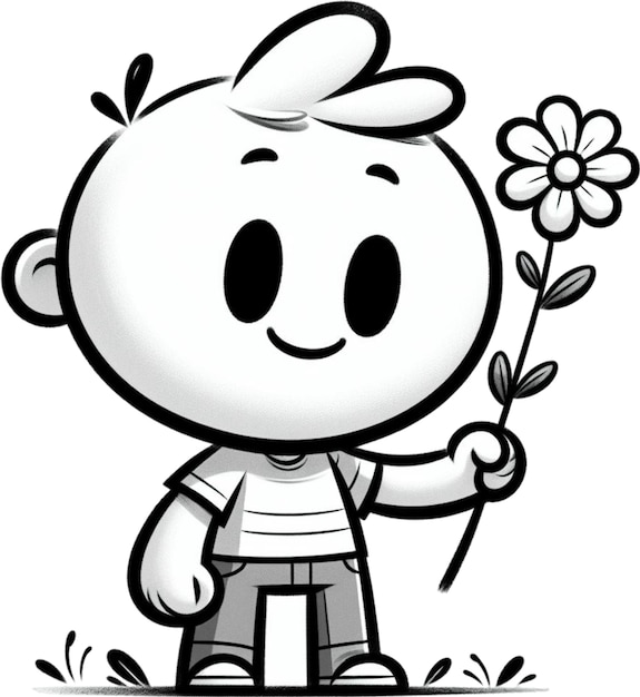 a cartoon of a man with a flower in his mouth