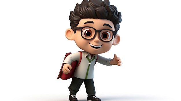 A cartoon of a man with glasses and a book called a character.