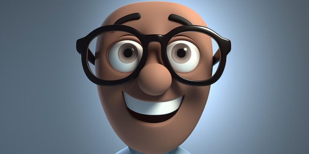 A cartoon of a man with glasses and a smile on his face.