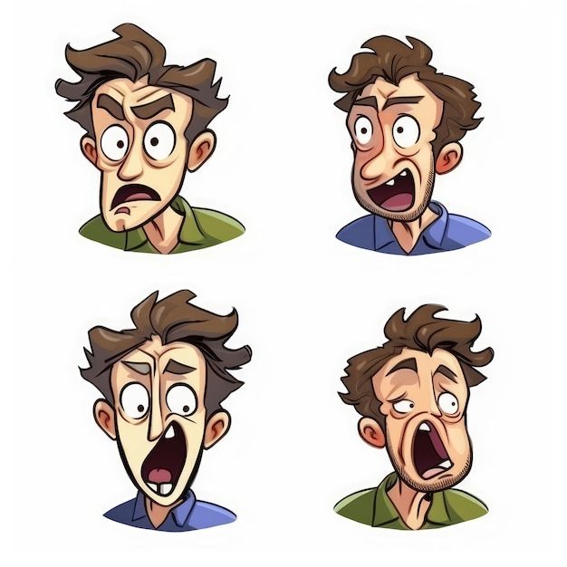 Photo a cartoon of a man with a surprised expression.