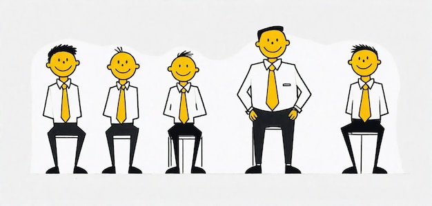 Photo a cartoon of a man with a yellow tie and a black and white shirt with the words quot daff quot on it