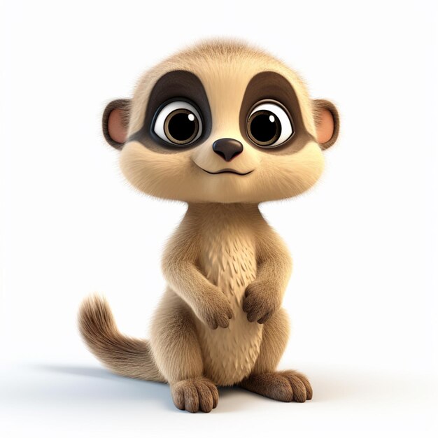 Photo cartoon meerkat sitting on the ground with its paws crossed generative ai