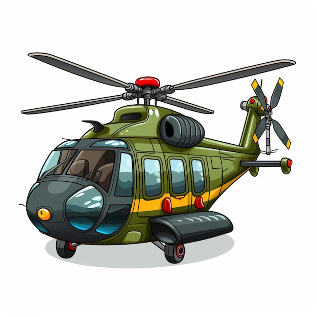Cartoon militaire helikopter op een witte achtergrond