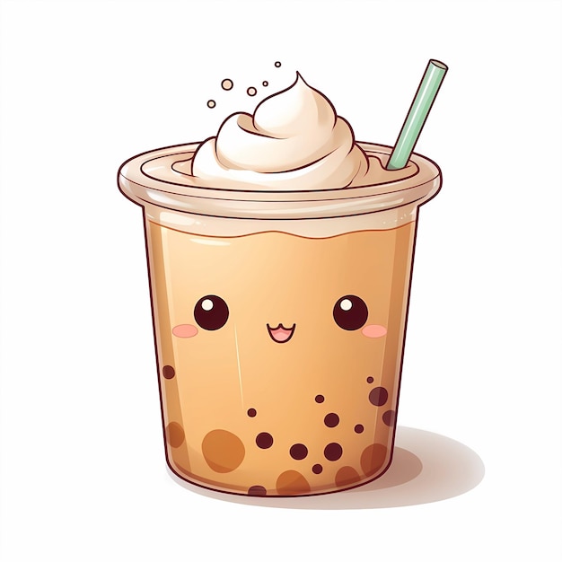 Photo cartoon milk tea illustration