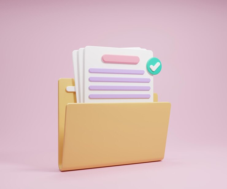 Мультфильм минимальная папка файл документа и бумажный бизнес. Управленческая работа над символом плана проекта.