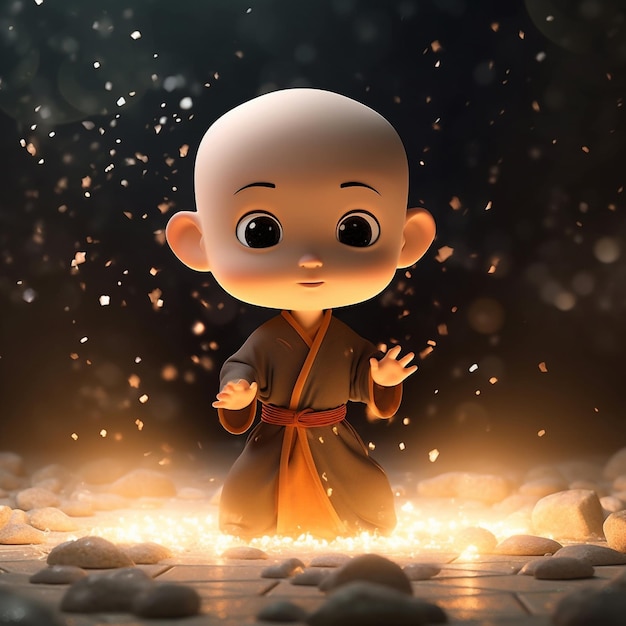 Foto un monaco dei cartoni animati