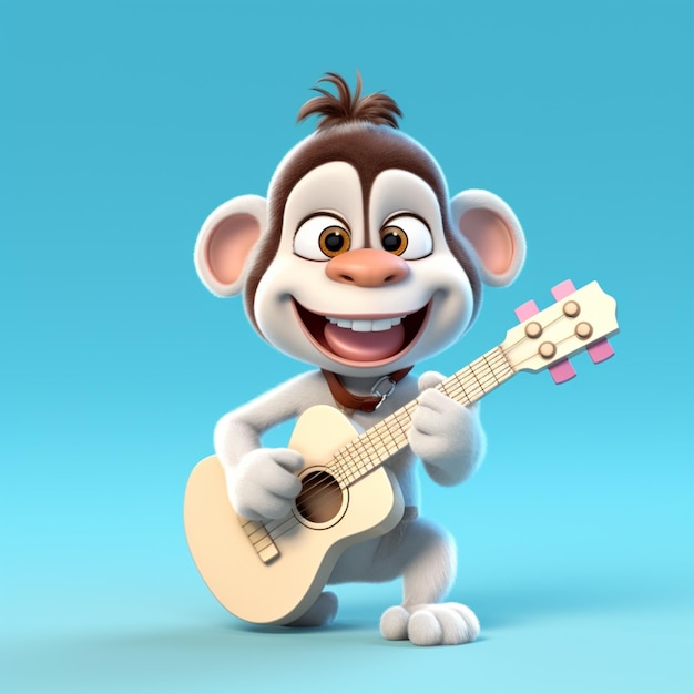 ギターを弾いて歌うアニメの猿