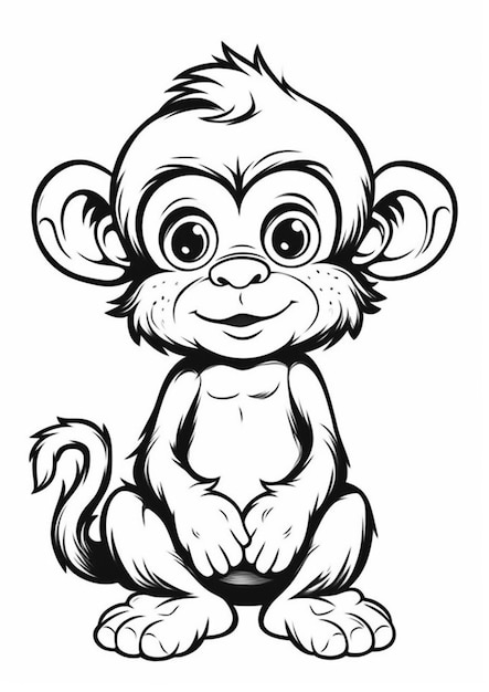 A cartoon monkey sitting down with its eyes open generative ai