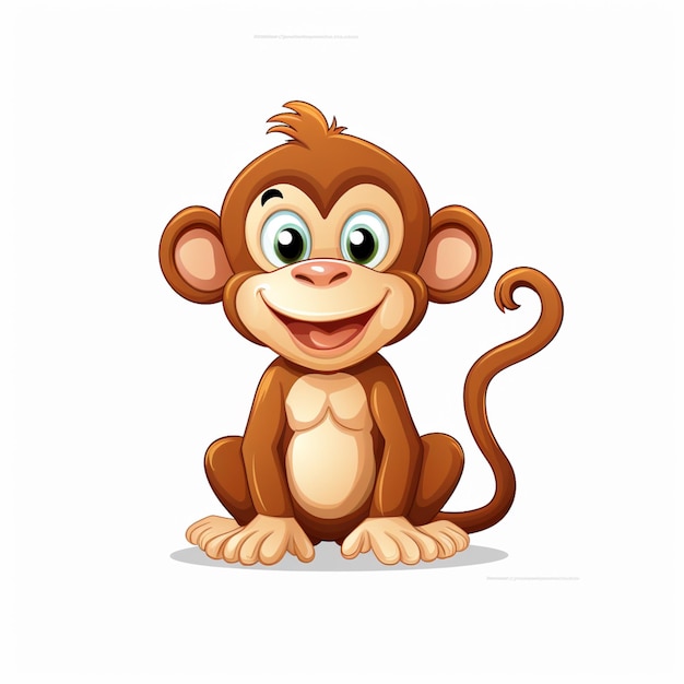 Cartoon monkey sitting on the ground with its mouth open generative ai