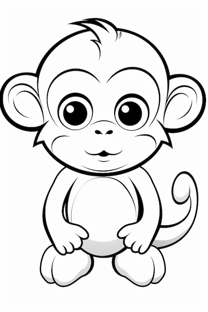 Photo a cartoon monkey with big eyes and a big nose generative ai