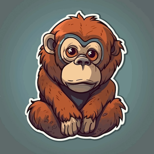 Photo a cartoon monkey with a brown head and a black cap sits on a gray background.