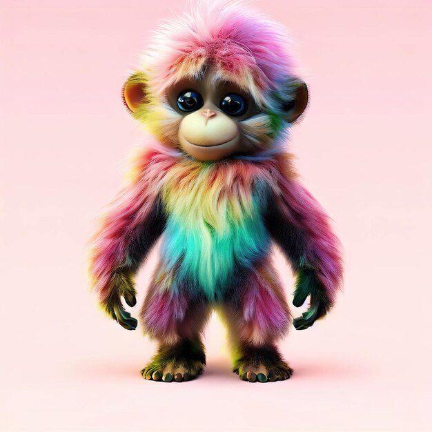 A cartoon monkey with a pink background