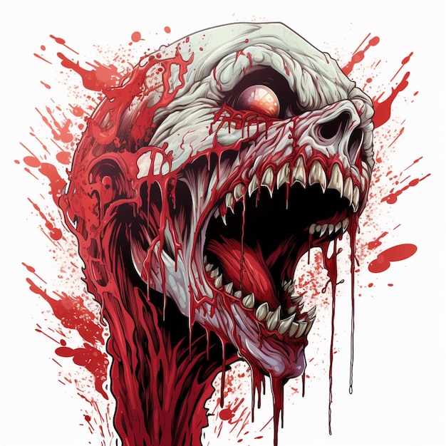 Foto cartoon monster gezicht bloed horror halloween illustratie beeld ai gegenereerde kunst