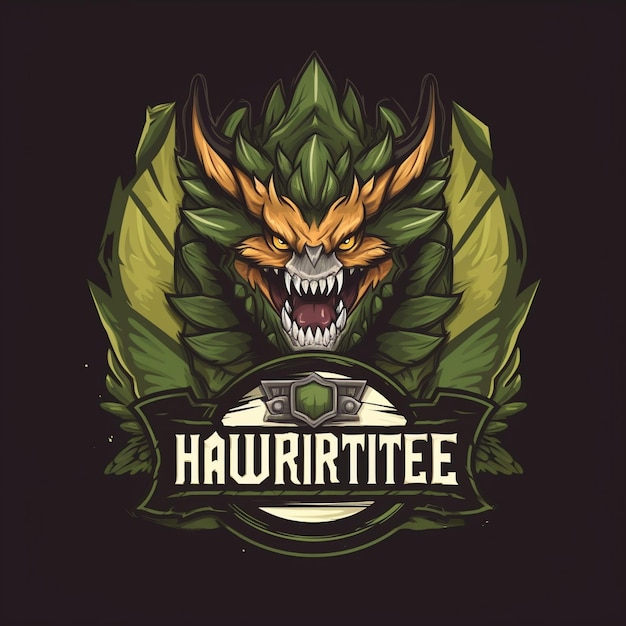 Cartoon monster hunter logo for a gaming brand