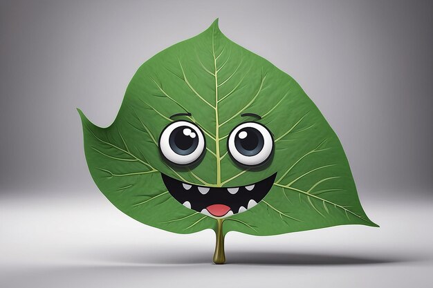 Photo a cartoon monster leaf with a face drawn on it generative ai
