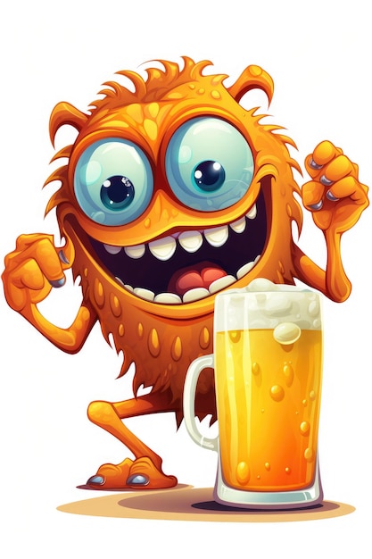 cartoon monster with beer