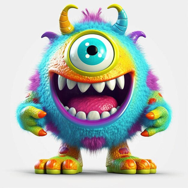 Funny Strange Fantasy Monster Smiling with Big Eyes - Digital 3D  Illustration Stock Illustration - Illustration of animation, nature:  265952078