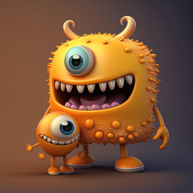 A cartoon of a monster with one eye on the other.