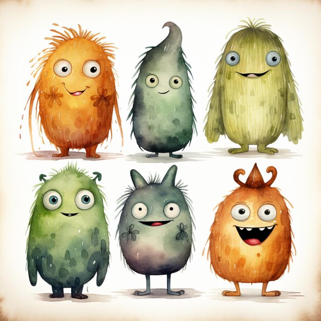 cartoon monsters with different expressions and expressions on their faces generative ai