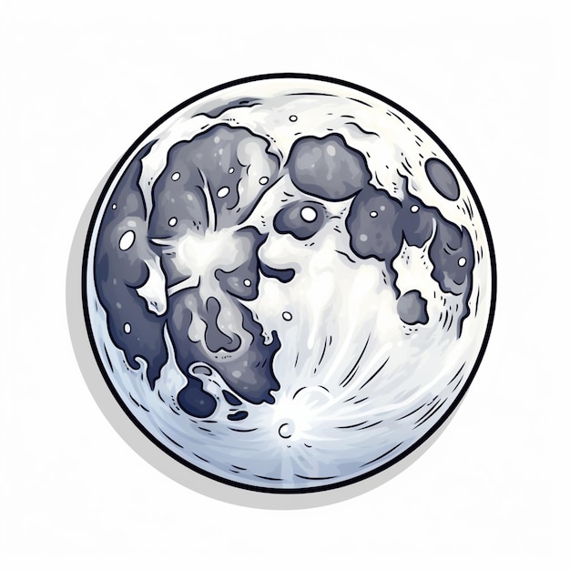 Photo cartoon moon sticker on white background