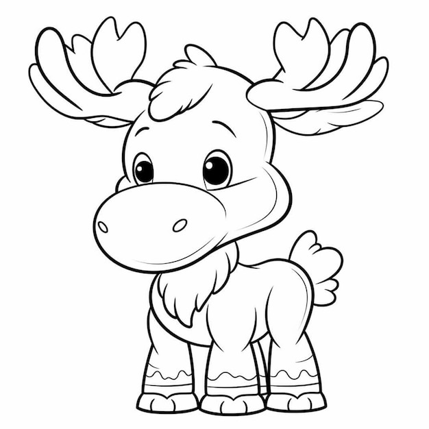 Photo a cartoon moose with big eyes and a big nose generative ai