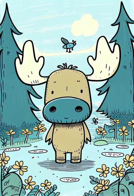 Photo a cartoon of a moose