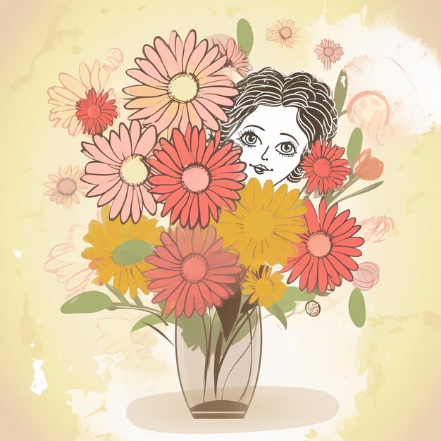 Cartoon mothers day flowers