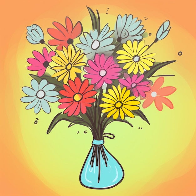 Cartoon mothers day flowers
