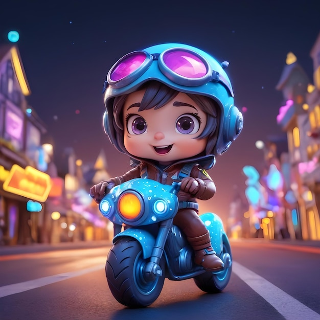 cartoon motorcycle driver