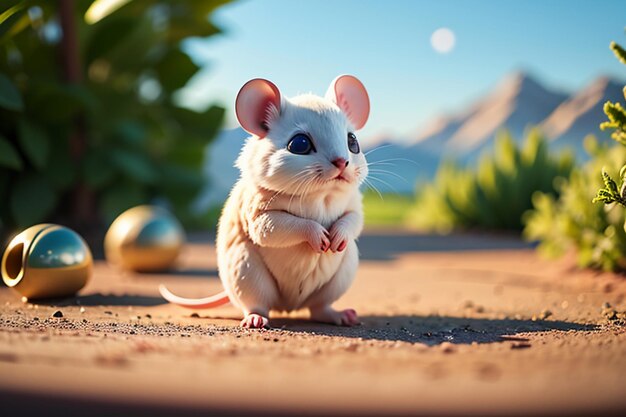 Cartoon Mouse Character Cute Closeup Animal Photography Wallpaper Background Illustration