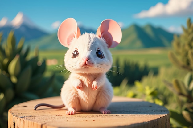 カートゥーンマウスのキャラクター 可愛いクローズアップ 動物写真 壁紙 背景イラスト
