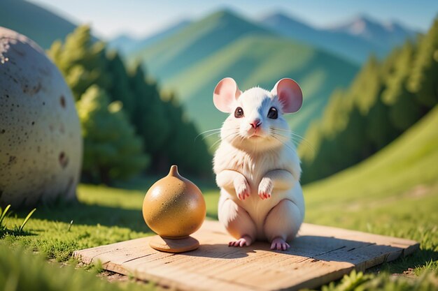 Cartoon Mouse Character Leuke Closeup Dierenfotografie Behang achtergrond illustratie