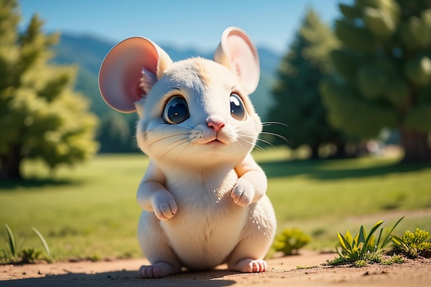 Cartoon Mouse Character Leuke Closeup Dierenfotografie Behang achtergrond illustratie