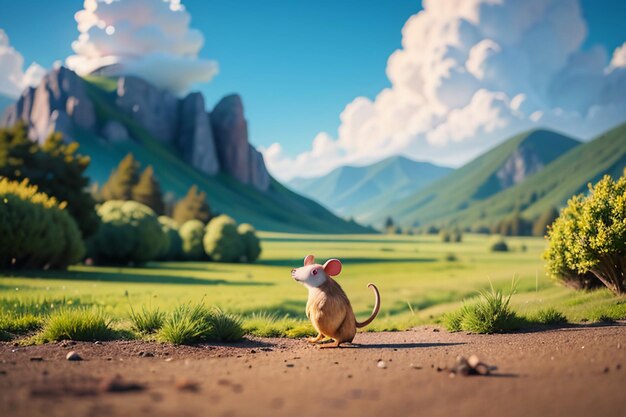 Cartoon Mouse Character Leuke Closeup Dierenfotografie Behang achtergrond illustratie