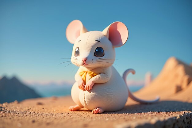 Cartoon Mouse Character Leuke Closeup Dierenfotografie Behang achtergrond illustratie