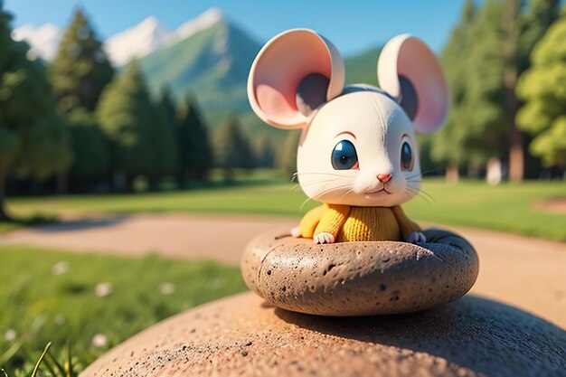 Cartoon Mouse Character Leuke Closeup Dierenfotografie Behang achtergrond illustratie