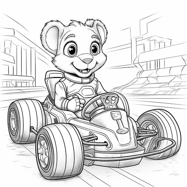 a cartoon mouse driving a kart car in a race generative ai