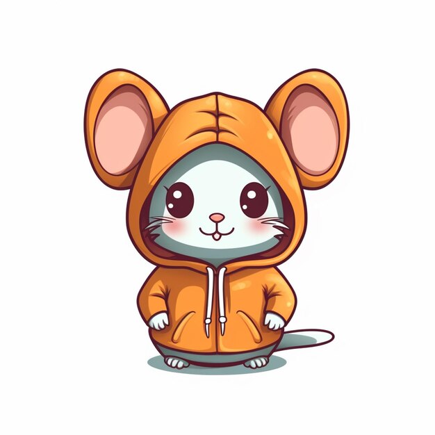 cartoon mouse in a hoodie sitting on a skateboard generative ai