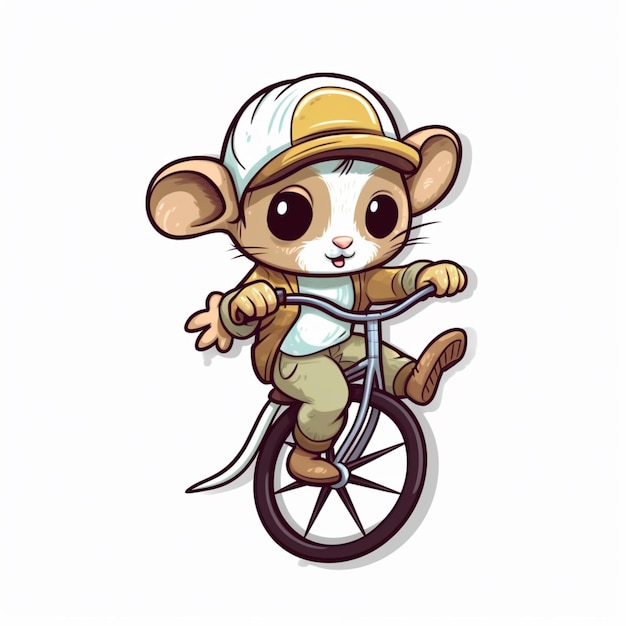 Photo a cartoon mouse riding a unicycle