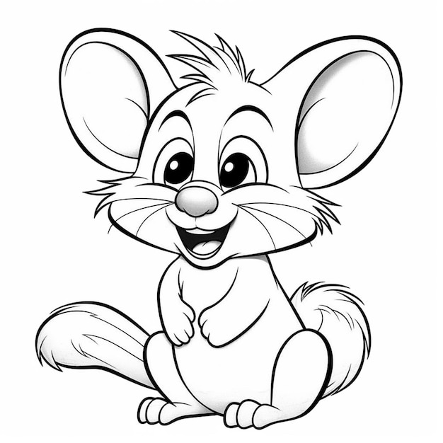 A cartoon mouse sitting down with its paws crossed generative ai