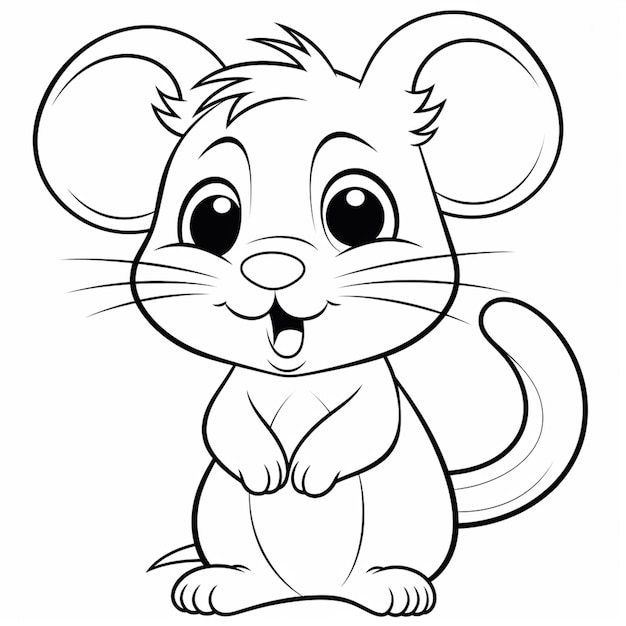 A cartoon mouse sitting on its hind legs and smiling generative ai