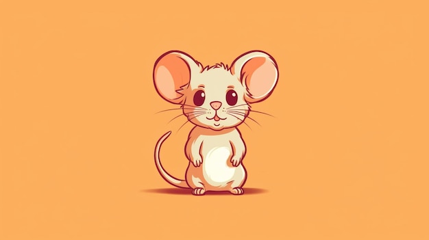 Cartoon mouse sitting on a yellow background generative ai