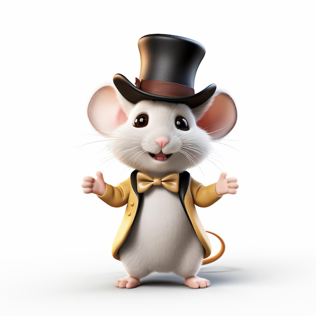 a cartoon mouse wearing a top hat and a suit