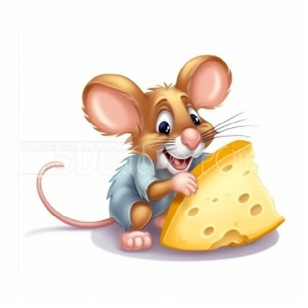 Cartoon mouse with cheese slice generative ai