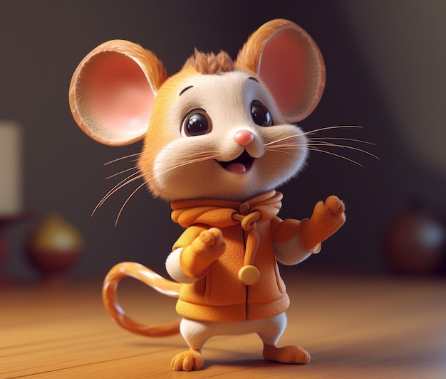 A cartoon mouse with a scarf on