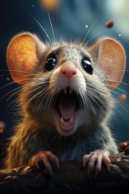 a cartoon mouse with scary expression