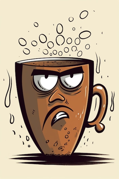 A cartoon mug with a face that says'i'm a coffee '