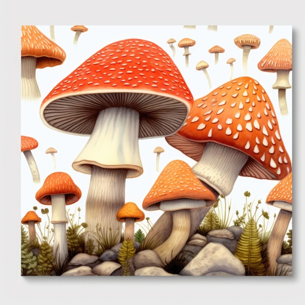 Cartoon mushroom in the forest