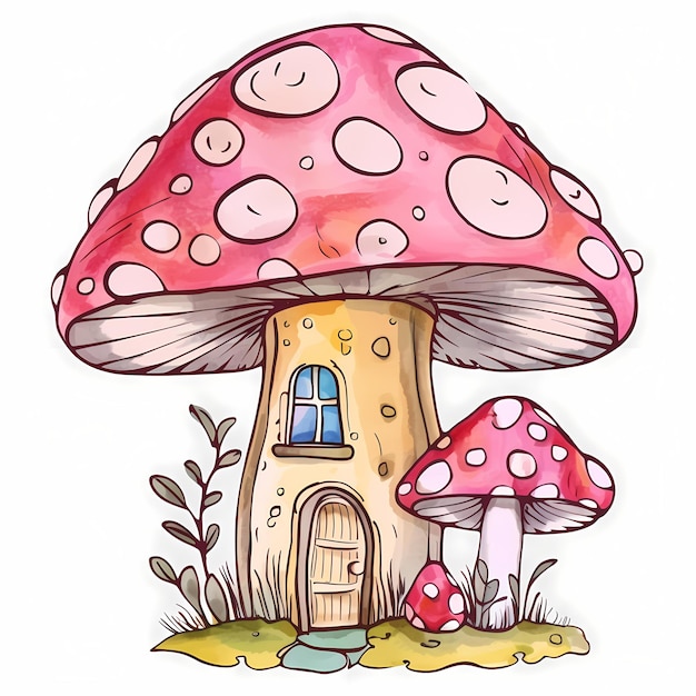 Cartoon mushroom house Clipart