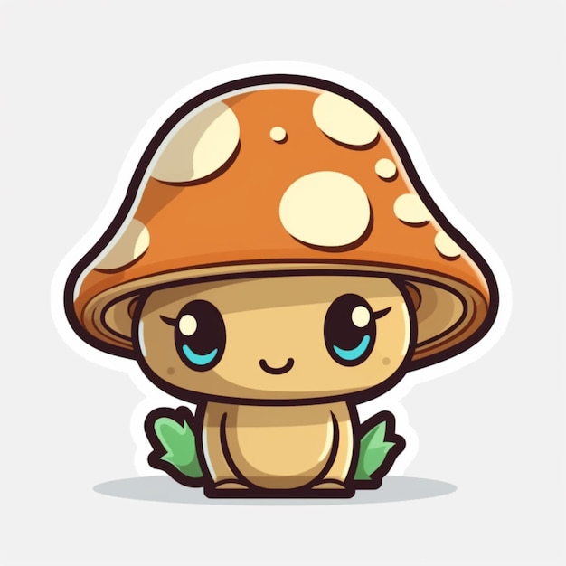 Photo a cartoon mushroom with a cute face.